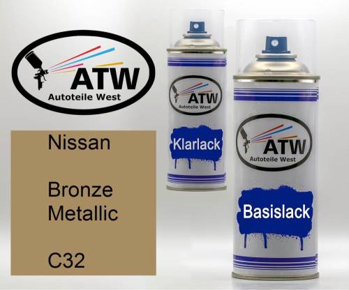 Nissan, Bronze Metallic, C32: 400ml Sprühdose + 400ml Klarlack - Set, von ATW Autoteile West.